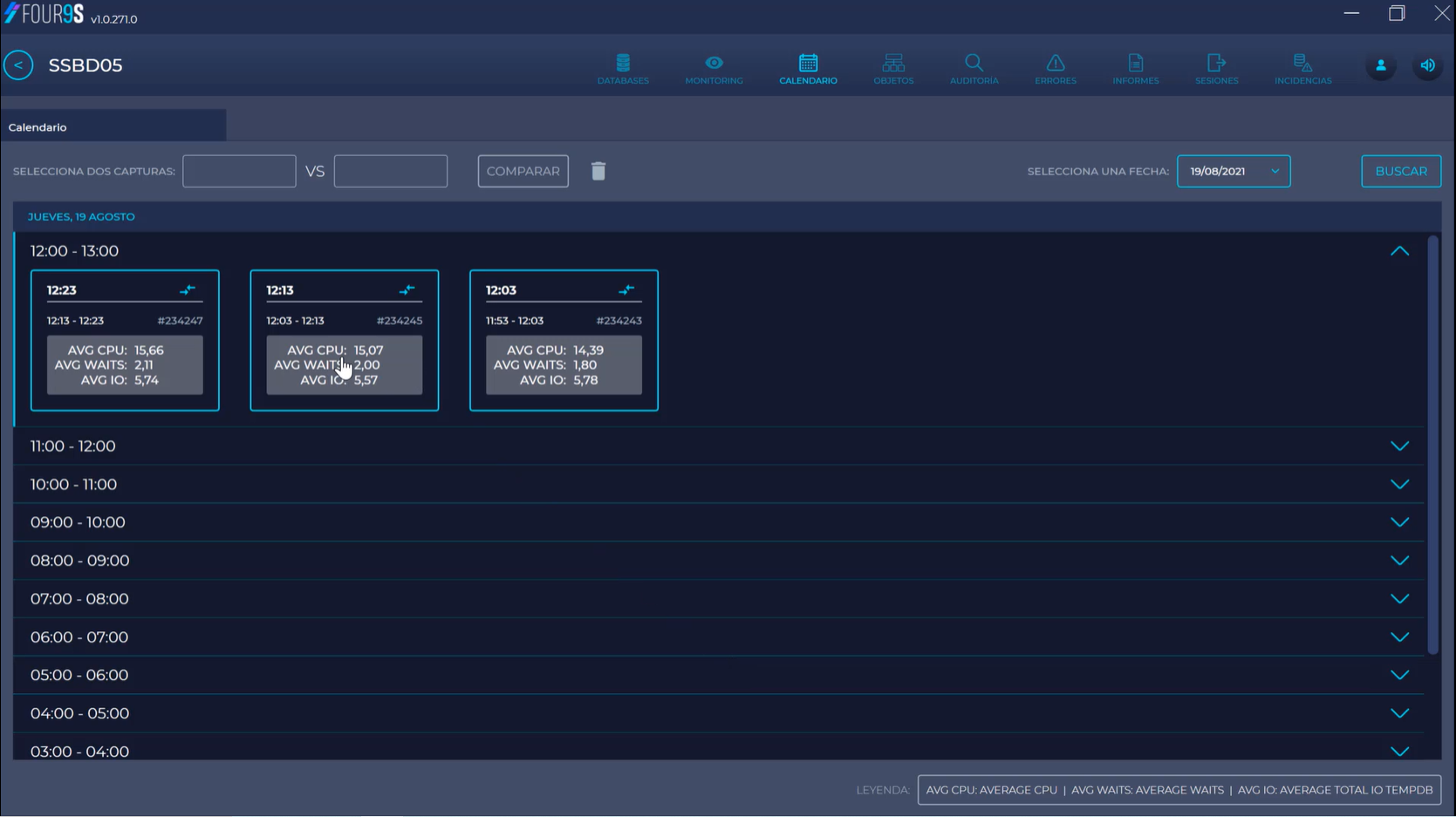 Miniatura de video: Tutorial de Four9s para comparar franjas horarias de rendimiento en SQL Server con la funcionalidad de calendario.