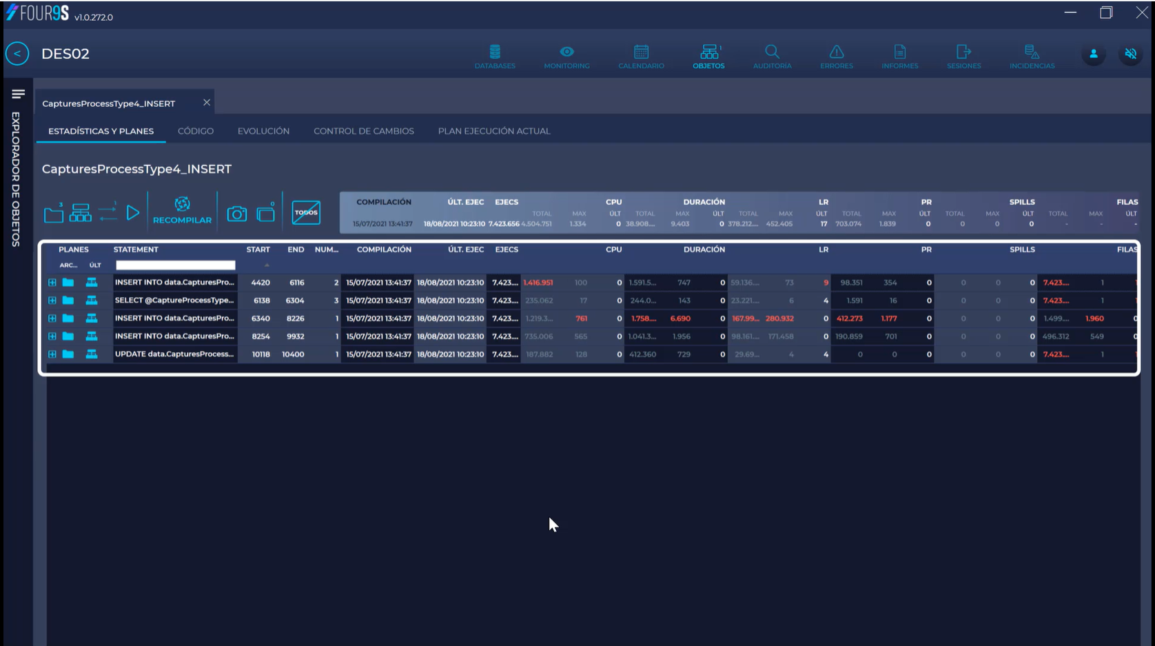 Miniatura de video: Guía rápida para gestionar y analizar objetos de bases de datos SQL Server con la funcionalidad Objects de Four9s.